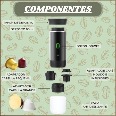 Astur Group Cafetera Portatil Capsulas, Cafetera Multicapsulas y Molido, Maquina de Cafe, Cafetera Capsulas Portatil, Calienta