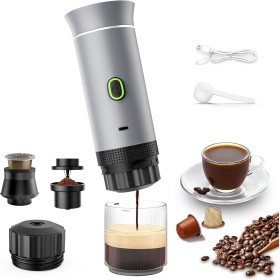 Cafetera Portatil Capsulas 3 en 1 compatible con Nespresso Dolce Gusto y Café Molido - Mini Cafetera Portátil Multicapsulas