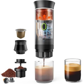 Cafetera Portátil Cápsula de Espresso 3 en 1, Cafetera Multicápsulas con Autocalentamiento de 2 a 6 Minutos, para Cápsulas