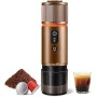 CONQUECO Cafetera Portátil con Cápsula de Espresso - 12V Máquina de Café Electrica con Batería - para Coche Camión y Viajes -