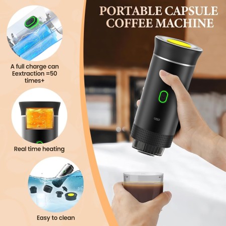 Cafetera espresso 3 en 1, cafetera multicápsulas con autocalentamiento de 4 a 6 minutos, para cápsulas pequeñas o grandes y café