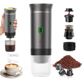 VHV Cafetera Portatil, Cafetera Portátil Cápsula de Espresso 3 en 1, Autocalentamiento de 2a6 Minutos, Para Cápsulas Pequeñas o