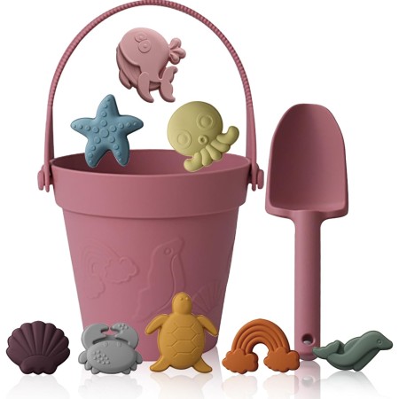Melearch Juguetes de Playa para niños, Juego de 10 Piezas de Arena, Cubo y Pala, Herramientas de Arena Divertidas al Aire Libre