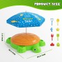 HYES Arenero de Tortuga para Jardin, Arenero con Sombrilla, 8 Piezas de Pala de Arena, Juguete de Playa, Arenero Niños con Tapa,