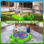 HYES Arenero de Tortuga para Jardin, Arenero con Sombrilla, 8 Piezas de Pala de Arena, Juguete de Playa, Arenero Niños con Tapa,