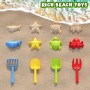 HYES Arenero de Tortuga para Jardin, Arenero con Sombrilla, 8 Piezas de Pala de Arena, Juguete de Playa, Arenero Niños con Tapa,