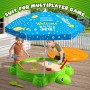 HYES Arenero de Tortuga para Jardin, Arenero con Sombrilla, 8 Piezas de Pala de Arena, Juguete de Playa, Arenero Niños con Tapa,