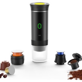 Nicoone Cafetera espresso portátil para camping, máquina de café expreso, inalámbrica, eléctrica, 3 en 1, cafetera en polvo para