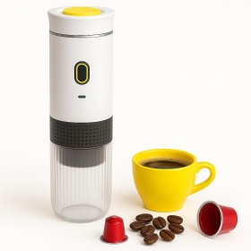 Duckdik Cafetera Espresso Portátil 3 en 1, Autocalentable 20 Bar, Compatible con Cápsulas Cápsulas Pequeñas o Grandes y Café