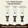 Duckdik Cafetera Espresso Portátil 3 en 1, Autocalentable 20 Bar, Compatible con Cápsulas Cápsulas Pequeñas o Grandes y Café