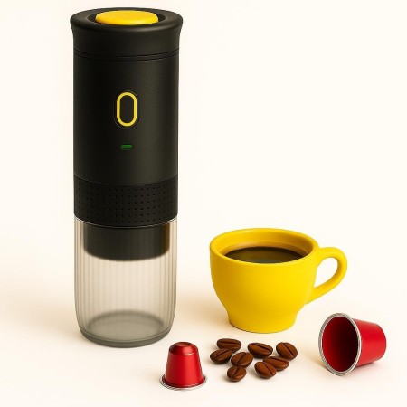 Duckdik Cafetera Espresso Portátil 3 en 1, Autocalentable 20 Bar, Compatible con Cápsulas Cápsulas Pequeñas o Grandes y Café