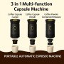 Duckdik Cafetera Espresso Portátil 3 en 1, Autocalentable 20 Bar, Compatible con Cápsulas Cápsulas Pequeñas o Grandes y Café
