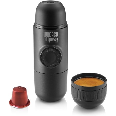 WACACO Minipresso NS2, Cafetera Espresso Portátil Compatible con Cápsulas Originales *Nespresso®* y Compatibles, Operación