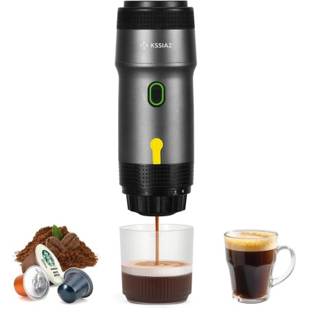 Kssiaz Cafetera Espresso Portátil, Máquina de Café Eléctrica con Autocalentamiento, USB y Cargador de Coche, Mini Cafetera con