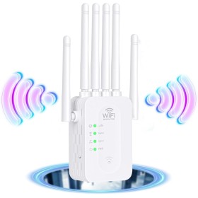 Repetidor,Amplificador de señal WiFi, 6 Antenas, 2 Puertos LAN, Amplia área de Cobertura, Señal Fuerte, Ideal para la Oficina y