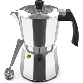 Cafe Du Chateau Cafetera de café italiana, con tapa superior transparente, acabado brillante, cuchara de clip de café, 6 tazas