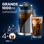 Cafe Du Chateau Cafetera de café italiana, con tapa superior transparente, acabado brillante, cuchara de clip de café, 6 tazas