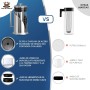 Cafe Du Chateau Cafetera de café italiana, con tapa superior transparente, acabado brillante, cuchara de clip de café, 6 tazas