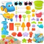 KIMIGO Juguetes Playa,Juguetes Arena,33pcs Juguetes de Playa para Niños con Cubo,Palas y Bolsa de Malla Reutilizable,Gafas de