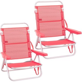 LOLAhome Pack 2 Sillas Playa Plegables | Ligera Portátil | Baja y Reclinable de 4 Posiciones | para Camping, Piscina, Terraza o