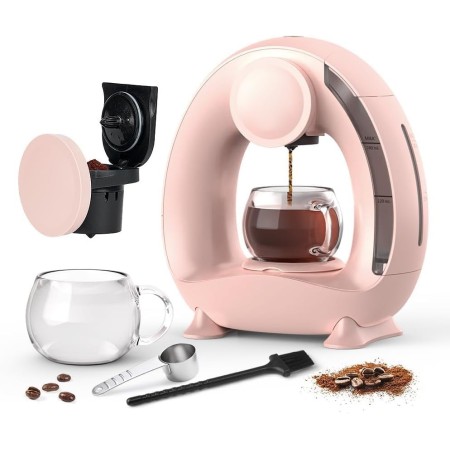 BENFUCHEN Cafetera de un solo uso con filtro de café molido, cafetera Americano Mini cafetera/tetera de una taza, control de un