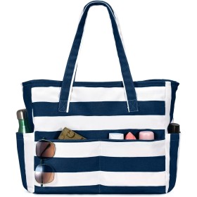 oscaurt Large Beach Bag with 9 Pockets, Waterproof Beach Bags for Women, Sandproof Summer Beach Tote Bag Holiday Essentials