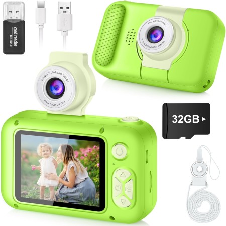 ARNSSIEN Camara Fotos Infantil,Camara de Fotos para Niños con Lente de 180°Flip y Pantalla IPS 2,4 Pulgadas,Juguete de