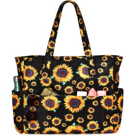 oscaurt Large Beach Bag with 9 Pockets, Waterproof Beach Bags for Women, Sandproof Summer Beach Tote Bag Holiday Essentials