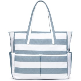 oscaurt Large Beach Bag with 9 Pockets, Waterproof Beach Bags for Women, Sandproof Summer Beach Tote Bag Holiday Essentials