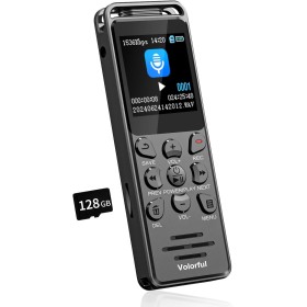144GB Grabadora de Voz Profesional Digital, 70H Grabadora Audio, Volorful 1,44" Pantalla Color Grabadora USB C Portátil para