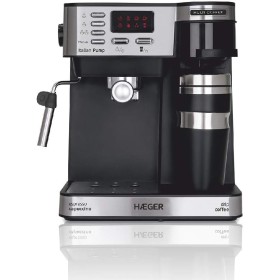 HAEGER Multi Coffee - Cafetera Espresso con 1450w, Capacidad: 1,2L - Pantalla de LED, Boquilla de Espuma y Bandeja de Goteo