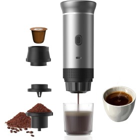 Cafetera Portátil 15 Bar Inalámbrica Multiusos – Máquina de Café Espresso con 3 en 1 (para Cápsulas Nespresso/Otras/Café