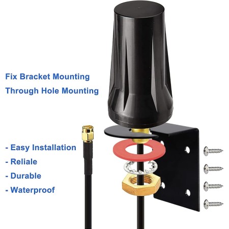 Bingfu Antena 4G LTE para Exteriores 5dBi Impermeable Antena de Montaje en Pared con SMA Hembra a Doble SMA Macho Cable Divisor
