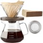 Lalord Cafetera de Goteo de Borosilicato de 20 onzas con Filtro de Papel V02, 100 hojas, Mango de Nogal y Tapa de Cafetera, 600