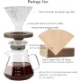 Lalord Cafetera de Goteo de Borosilicato de 20 onzas con Filtro de Papel V02, 100 hojas, Mango de Nogal y Tapa de Cafetera, 600