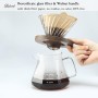 Lalord Cafetera de Goteo de Borosilicato de 20 onzas con Filtro de Papel V02, 100 hojas, Mango de Nogal y Tapa de Cafetera, 600