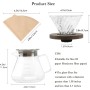 Lalord Cafetera de Goteo de Borosilicato de 20 onzas con Filtro de Papel V02, 100 hojas, Mango de Nogal y Tapa de Cafetera, 600