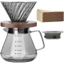 Lalord Cafetera de Goteo de Borosilicato de 20 onzas con Filtro de Papel V02, 100 hojas, Mango de Nogal y Tapa de Cafetera, 600