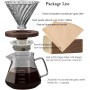 Lalord Cafetera de Goteo de Borosilicato de 20 onzas con Filtro de Papel V02, 100 hojas, Mango de Nogal y Tapa de Cafetera, 600