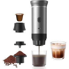 Máquina de café expreso portátil,Cafetera Portátil Cápsula de Espresso 3 en 1,15 bar,7500mAh,Autocalentamiento,compatible con