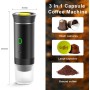 Máquina de café expreso portátil,Cafetera Portátil Cápsula de Espresso 3 en 1,15 bar,7500mAh,Autocalentamiento,compatible con