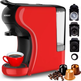 SOGO Cafetera Cápsulas 3 en 1 - Cafetera Multicápsulas con Adaptador Nespresso, Dolce Gusto y Starbucks - Máquina de Café,
