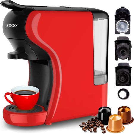 SOGO Cafetera Cápsulas 3 en 1 - Cafetera Multicápsulas con Adaptador Nespresso, Dolce Gusto y Starbucks - Máquina de Café,