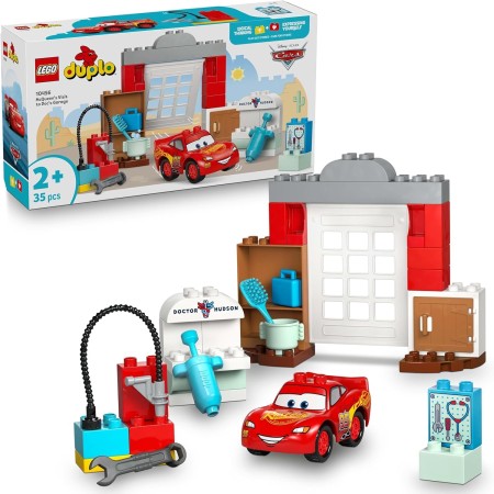 LEGO Duplo | Disney y Pixar Visita de Mcqueen al Taller de Doc - Coche de Carreras de Juguete de Cars, Autolavado de Coches y