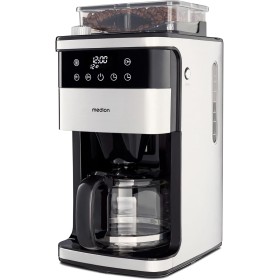 MEDION Cafetera eléctrica de con molinillo y jarra de cristal (1,5 l, máx. 12 tazas, 8 niveles de molienda, máx. 1050 W,