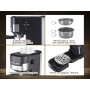 beper P101CAF100 Cafetera Espresso Duetta, 1100W, Compatible con monodosis y café en polvo, Cafetera con brazo de salida doble,