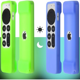Pinowu - Funda para mando a distancia (brilla en la oscuridad) compatible con Apple TV Siri Remote 2021 (2ª generación), cordón