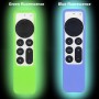 Pinowu - Funda para mando a distancia (brilla en la oscuridad) compatible con Apple TV Siri Remote 2021 (2ª generación), cordón