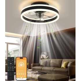 Nalezuns ventilador techo, ventiladors de techo LED con iluminación, 3 temperaturas de color y 6 velocidades lampara ventilador,
