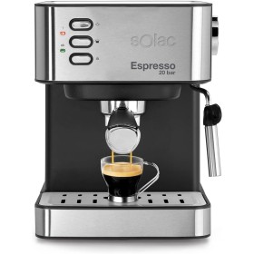 Solac - Cafetera Espresso INOX 2en1 20 Bar | Sistema Doble Salida y Super Crema | Bandeja Calientatazas | Vaporizador Orientable